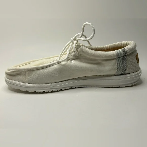 Hey Dude Natural Collection White Linen Mens Comfort Loafer Size 12 - Picture 5 of 11